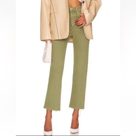 Re/Done Denim - RE/DONE 70s Ultra High Rise Stove Pipe Raw Washed Sage Jeans Size 28